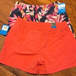 Columbia Women's Lot 2 NWT Bright Coral and Floral Athletic Shorts Regular Fit